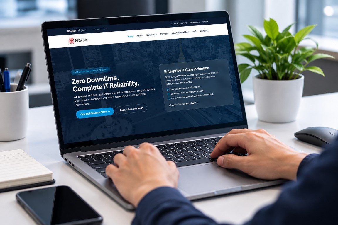 Corporate Web Design Preview on Laptop